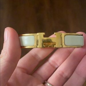 Hermès Small Click Clack Bracelet- Ivory and Gold